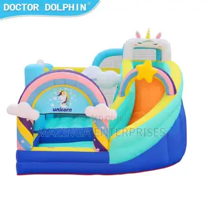 2.4mx3.2mx3m Doctor Dolphin Unicorn Outdoor Bouncing Castles For Sale