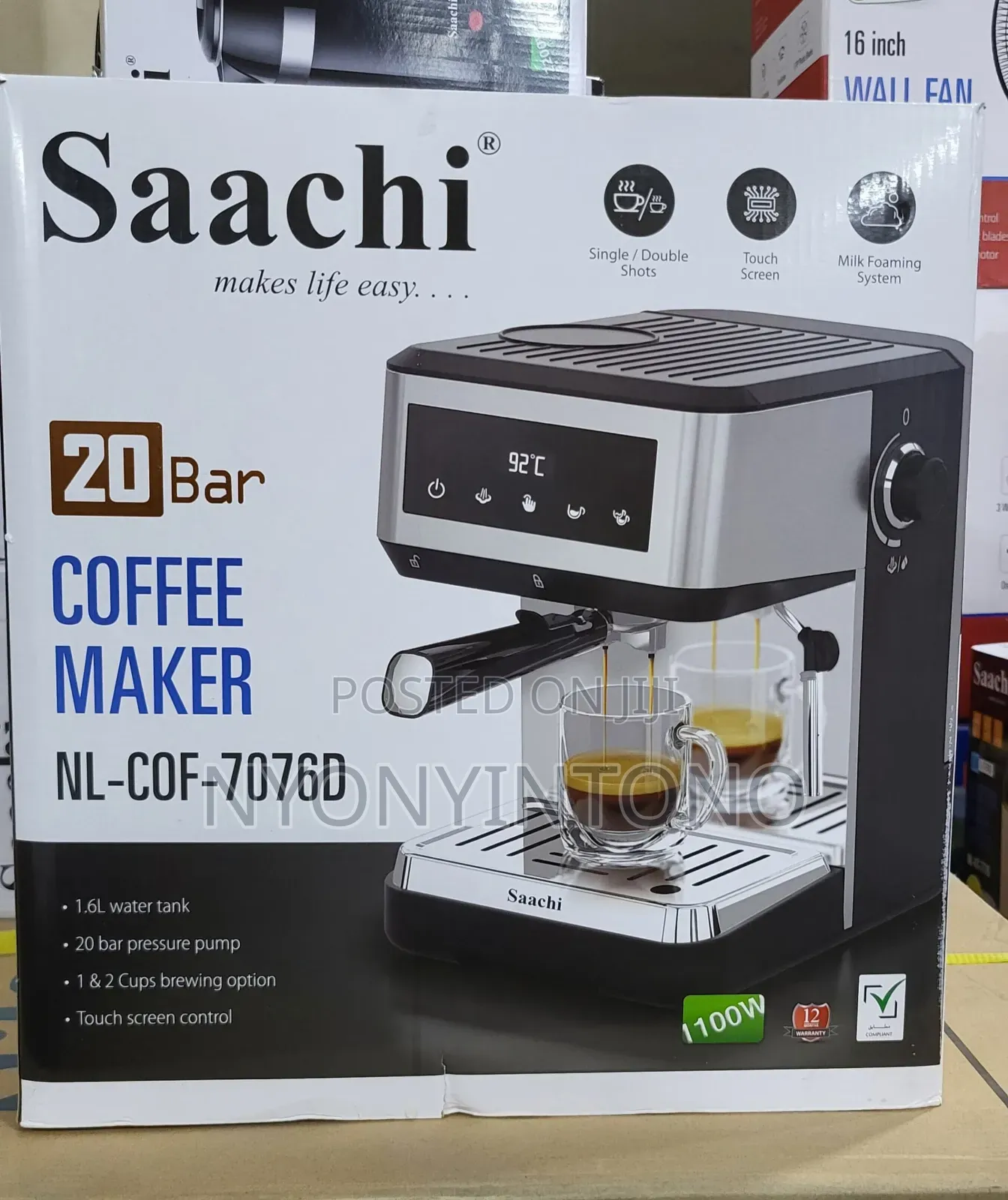 Saachi 20bar Coffee Maker With Touch Control Ni- Cof 7076d