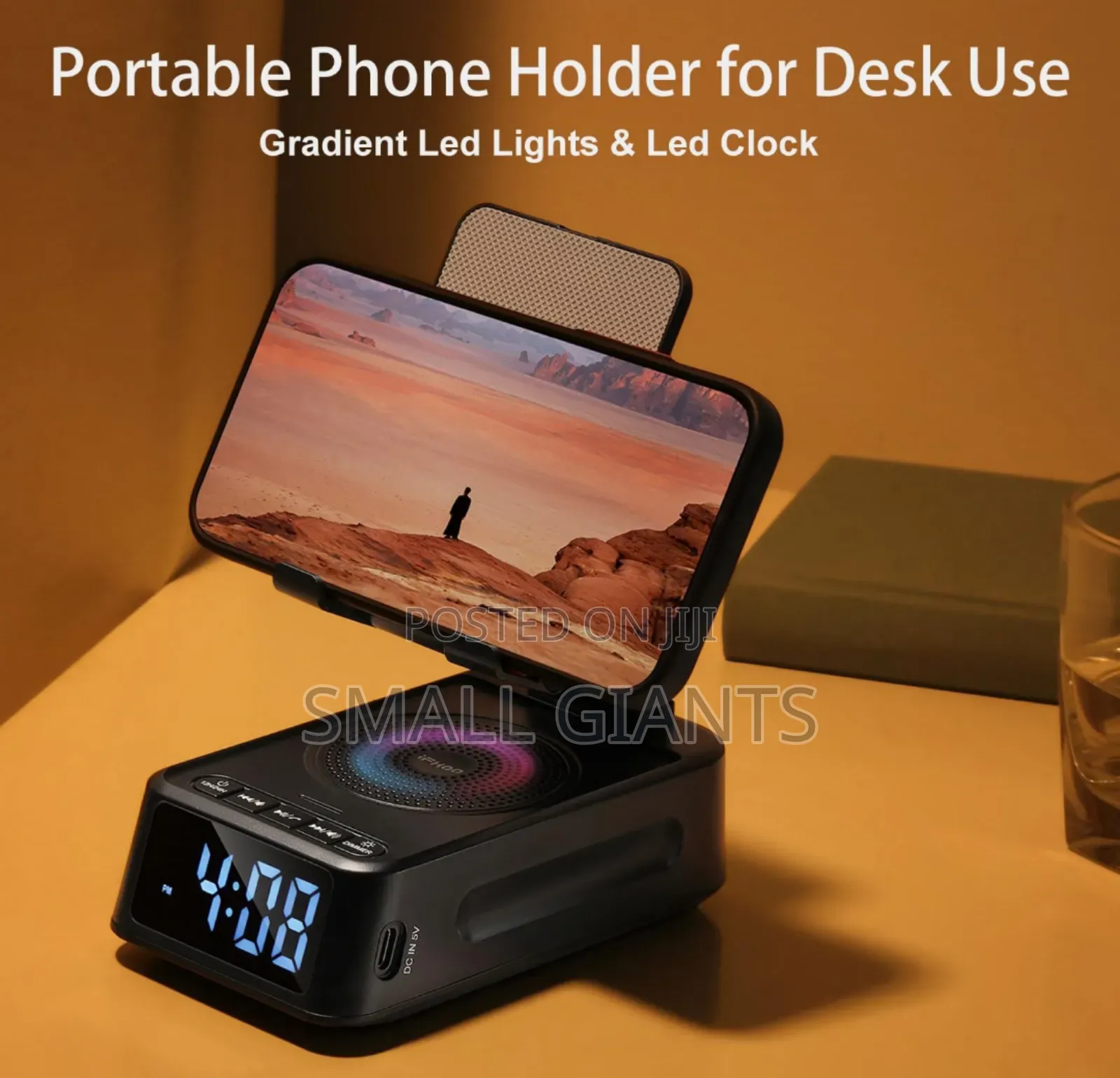 Phone Stand With Wireless Speaker And Alarm Clock