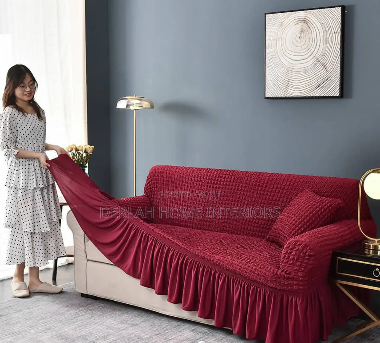 2 Seater Sofa Cover in Maroon and Other Colours