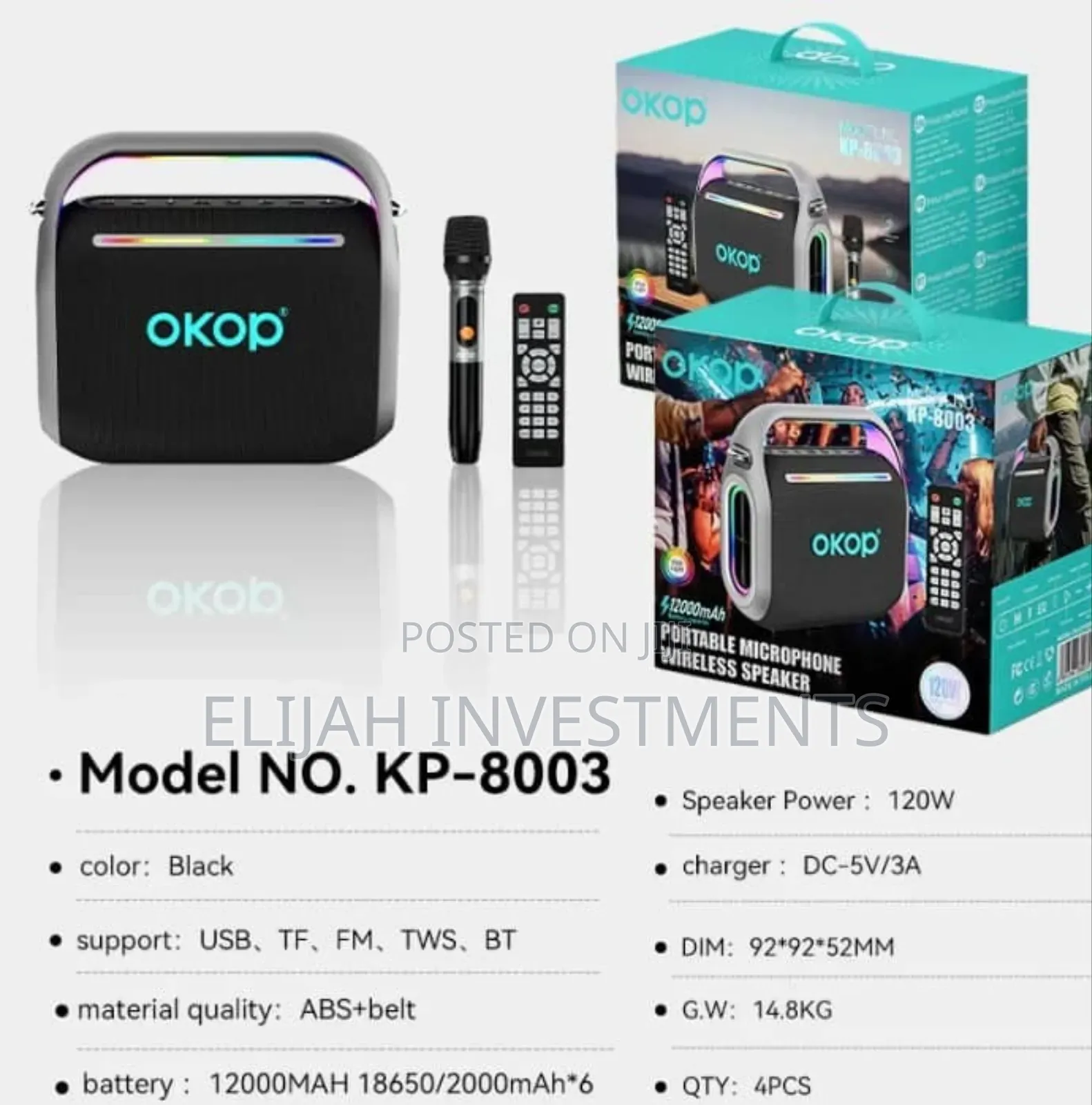 Okop Portable Base Wireless Karaoke Speaker