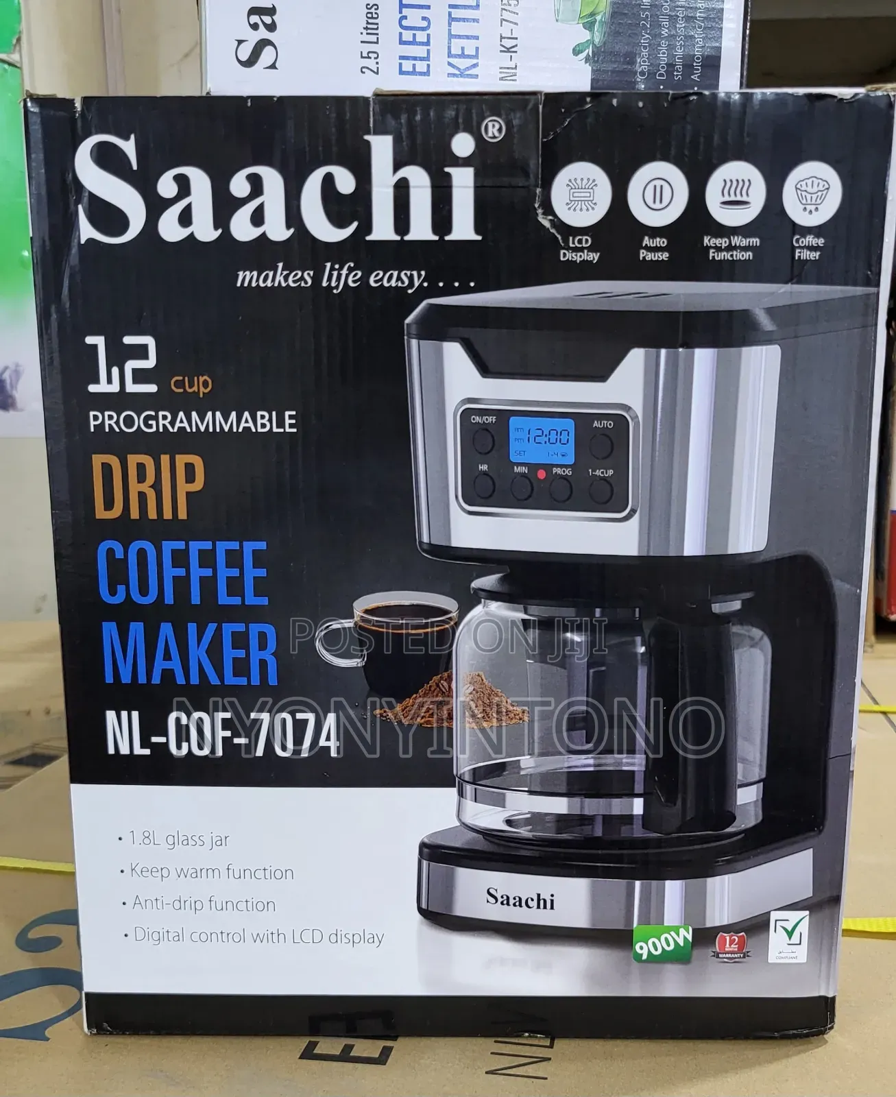 Saachi 12cup Drip Coffee Maker With Led Wireless Ni-Cof-7074