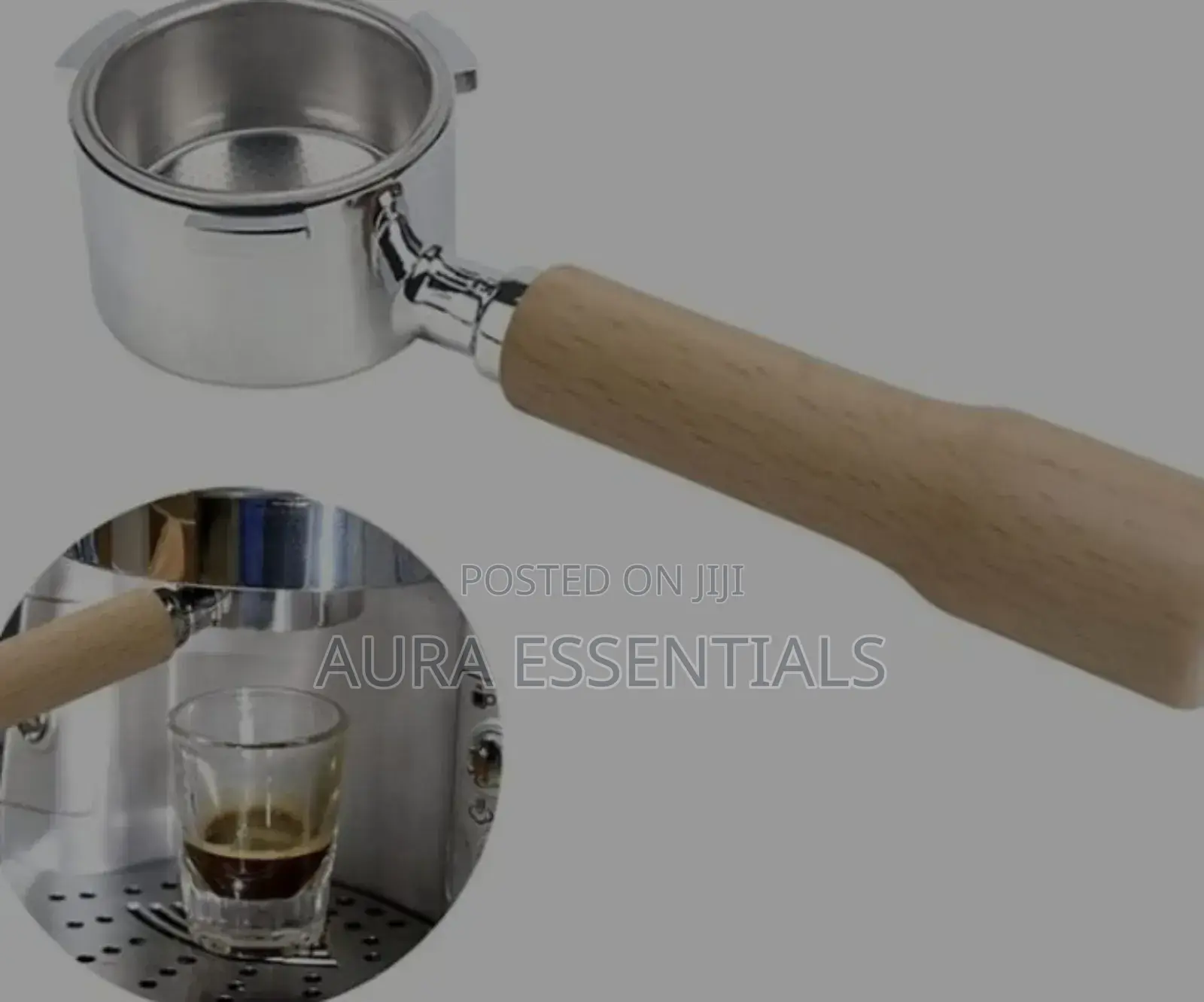 Coffee Portafilter With a Wooden Handle
