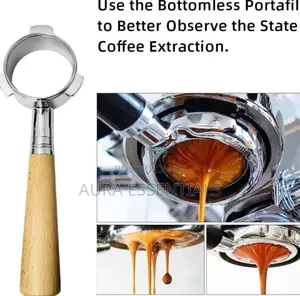 Coffee Portafilter With a Wooden Handle