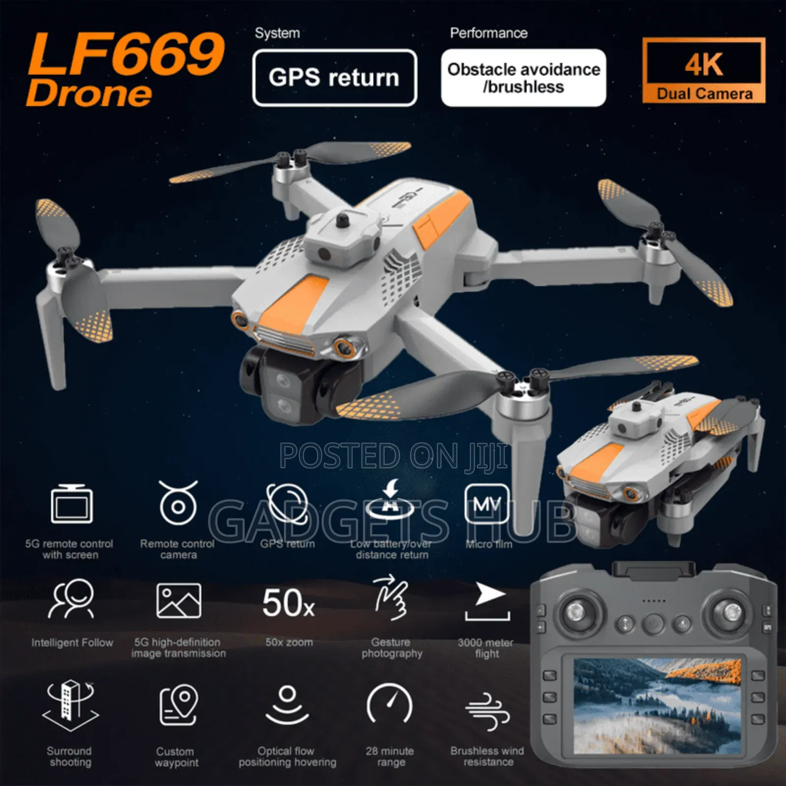 Brushless Dual Camera Drone, Specifically an Lf669 Model