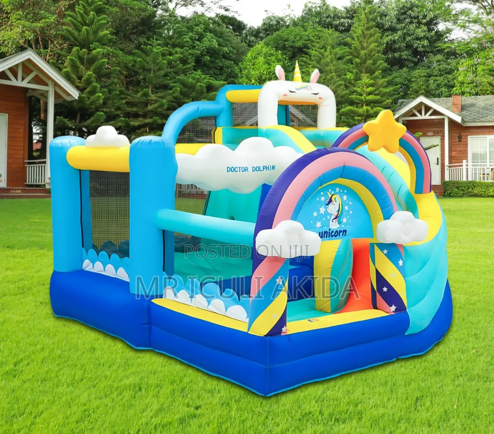 3.2x2.9x2.4m Dr.Dolphin Unicorn Inflatable Bouncing Castles With Slide