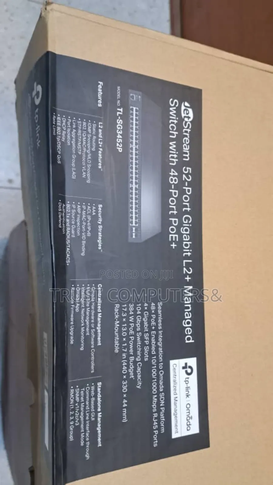 Tp-Link Jetstream Tl-Sg3452p 52-Port Gigabit L2+ Switch 48-Port Poe+