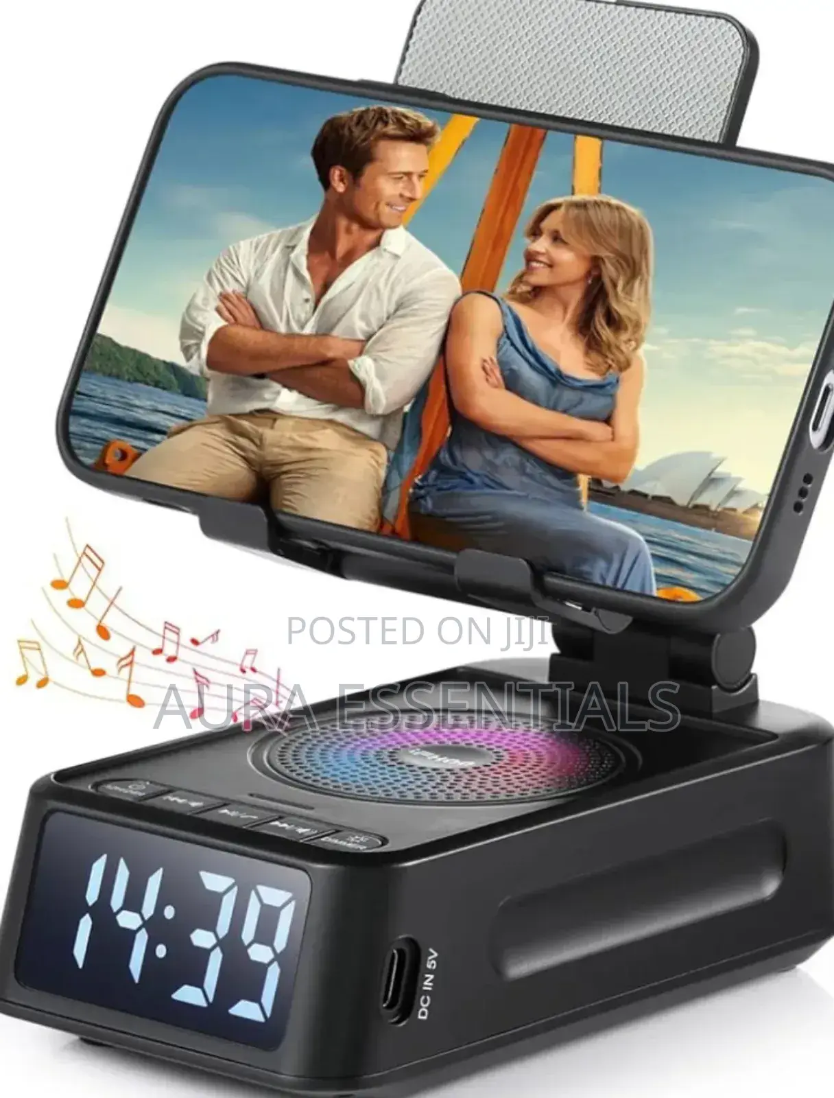 Phone Stand With Wireless Speaker and Alarm Clock