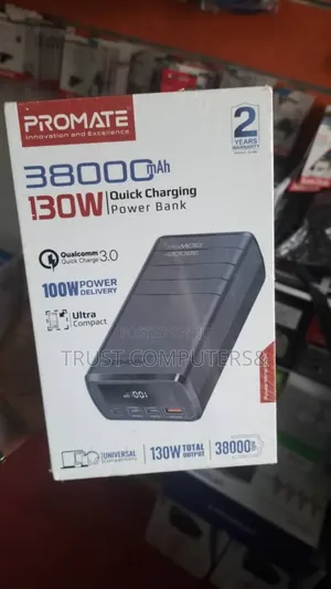 Promate Powermine-130w, a 38000mah Quick-Charging Power Bank.