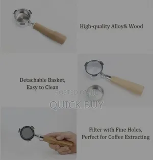 Coffee Portafilter With a Wooden Handle.
