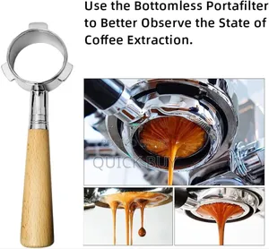Coffee Portafilter With a Wooden Handle.