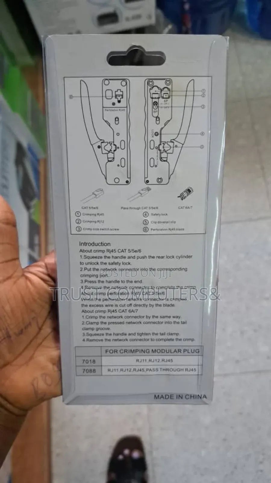 Modular Plug Crimper for Rj45, Rj11, and Rj12 Connectors.