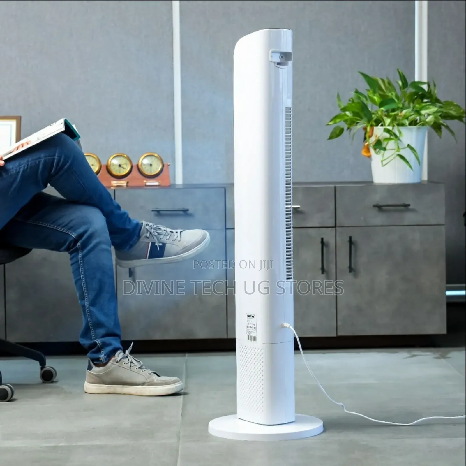 Geepas Digital Portable Tower Fan - White and Black