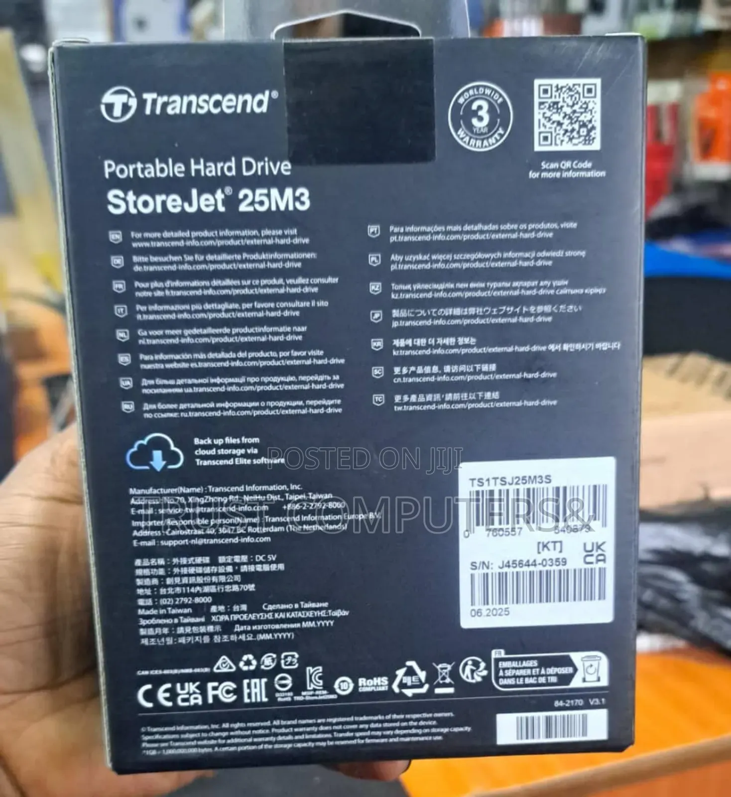 Transcend Storejet 25m3 1tb Portable Hard Drive.