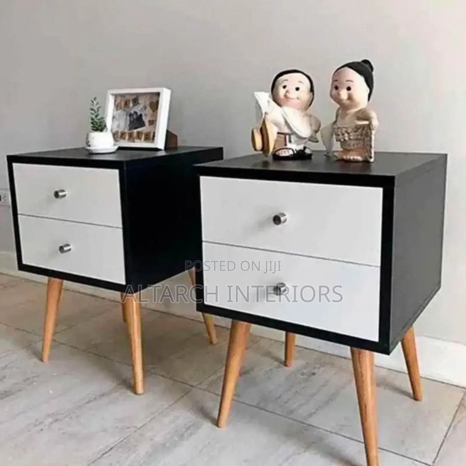 Black and White Bedside Drawers Well Finished