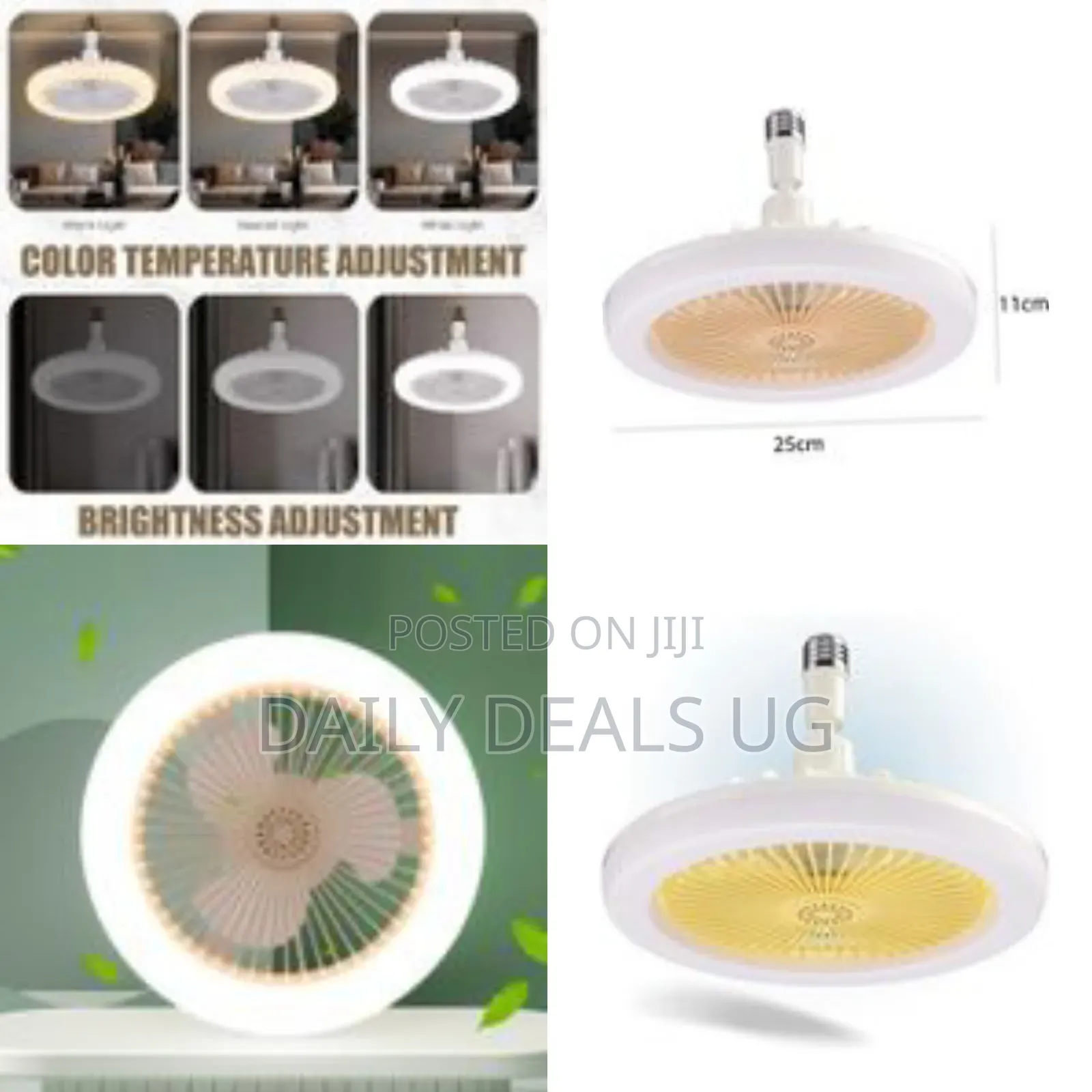 Socket Fan Light Led Ceiling Fan With Lights, 30w Low Profile Flush