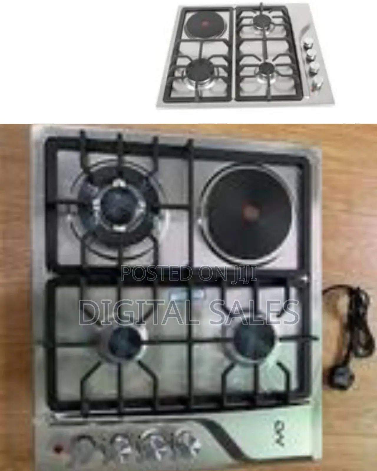 Digiwave 3 Gas Burner Cooker+1 Electric Hot Plate Auto Ignition Built