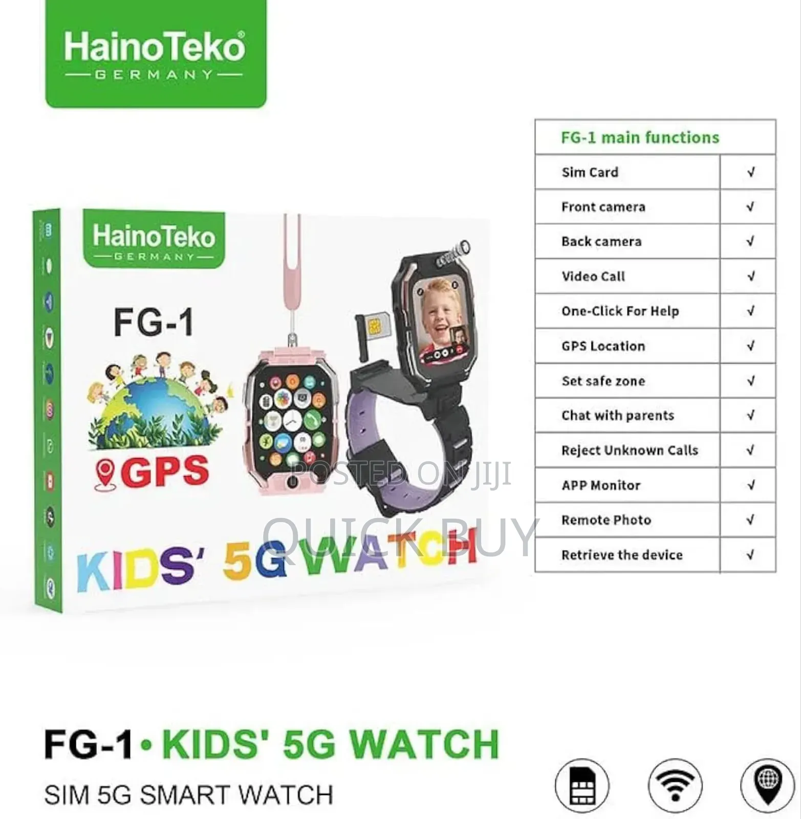 Hainoteko Fg-1 Kids' 5g Smart Watch With Sim Card Support
