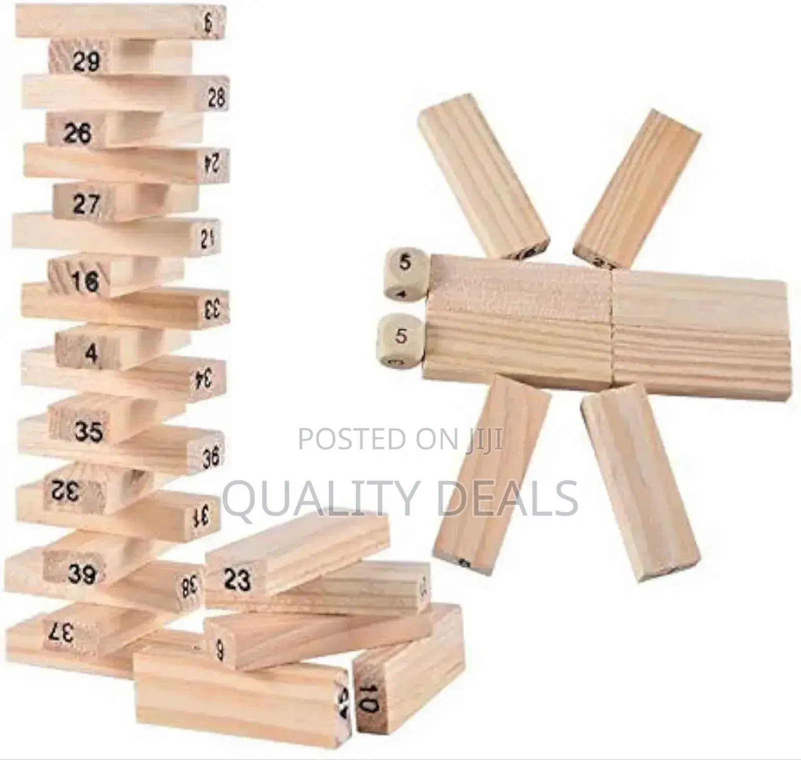 Wooden Blocks 54 PCS With 1 Dice Challenging Color and 54 PCS Wooden