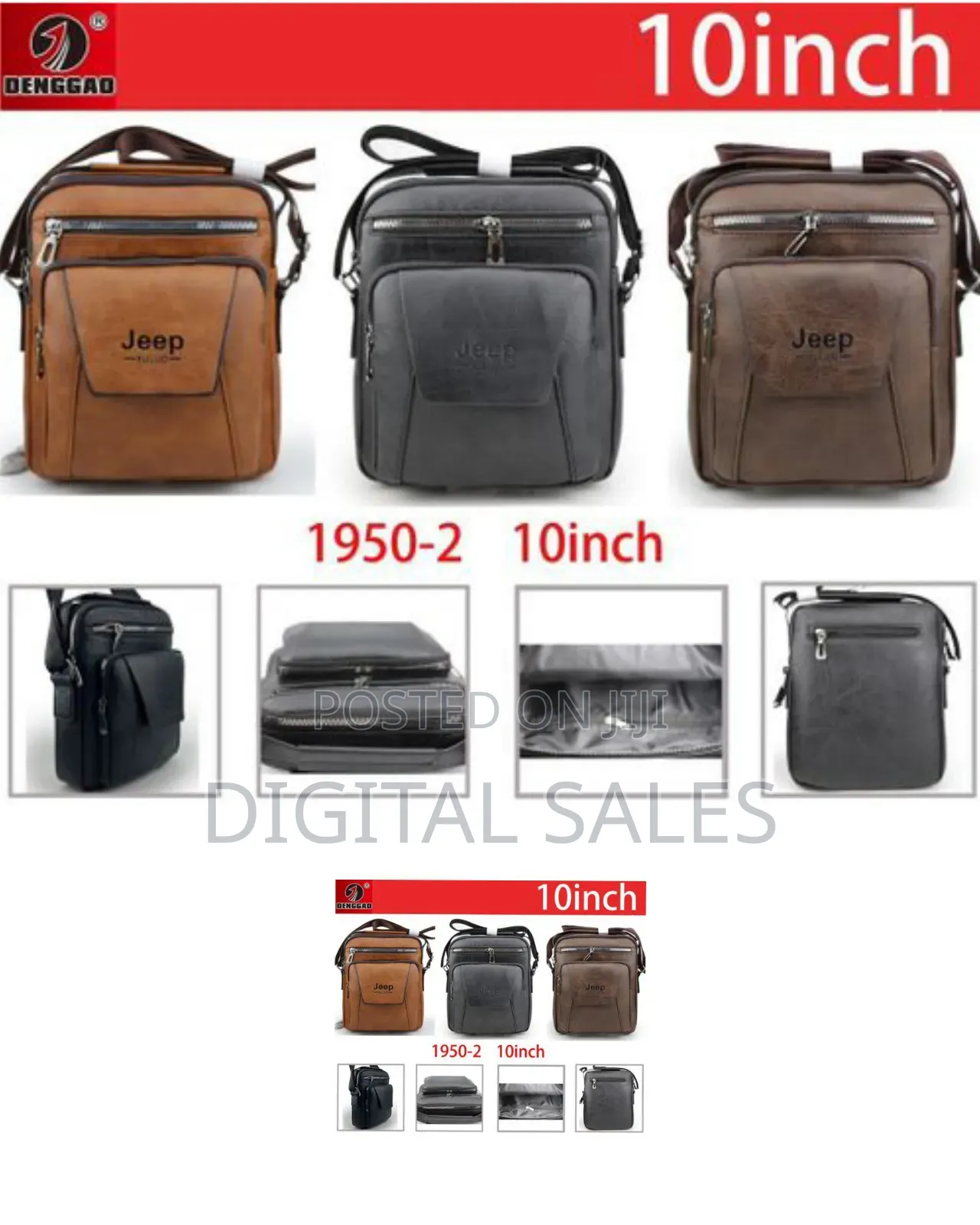 Jeep 1 Piece of 10 Inch Man Casual Leather Bag Shoulder Crossbody