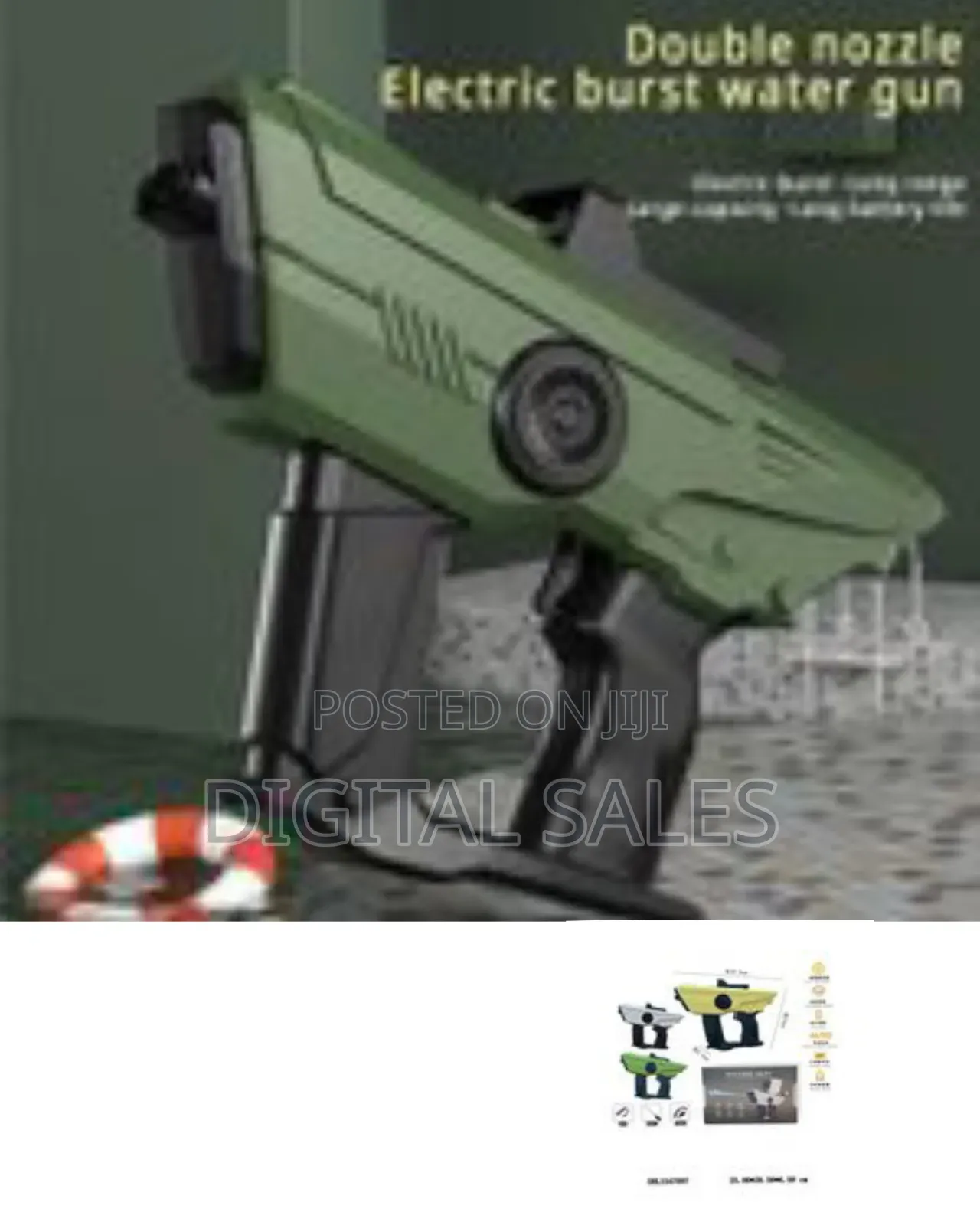 Kids Electric Water Gun, Double Nozzle -tipped Continuous Water Jet