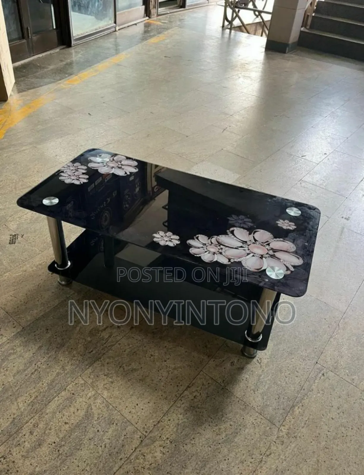 Beautiful Glass Table With Stainless Steel Legs