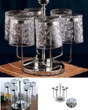 Rotating Stainless Steel 6 Glasses,Cups Holder Rack Stand