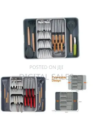 Kitchen Utensil Drawer Organizer Box Removable 2-Tier Knife Holder,