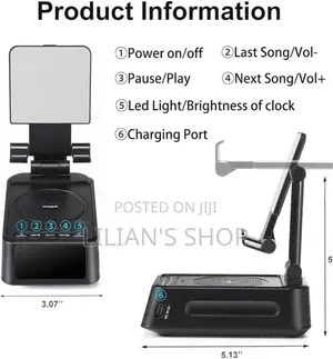 Phone Stand With Wireless Speaker and Alarm Clock.