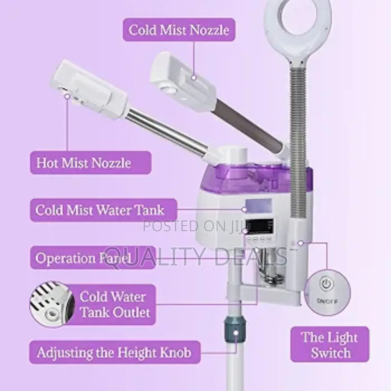 3in1 Facial Steamer With Magnifying Lamp