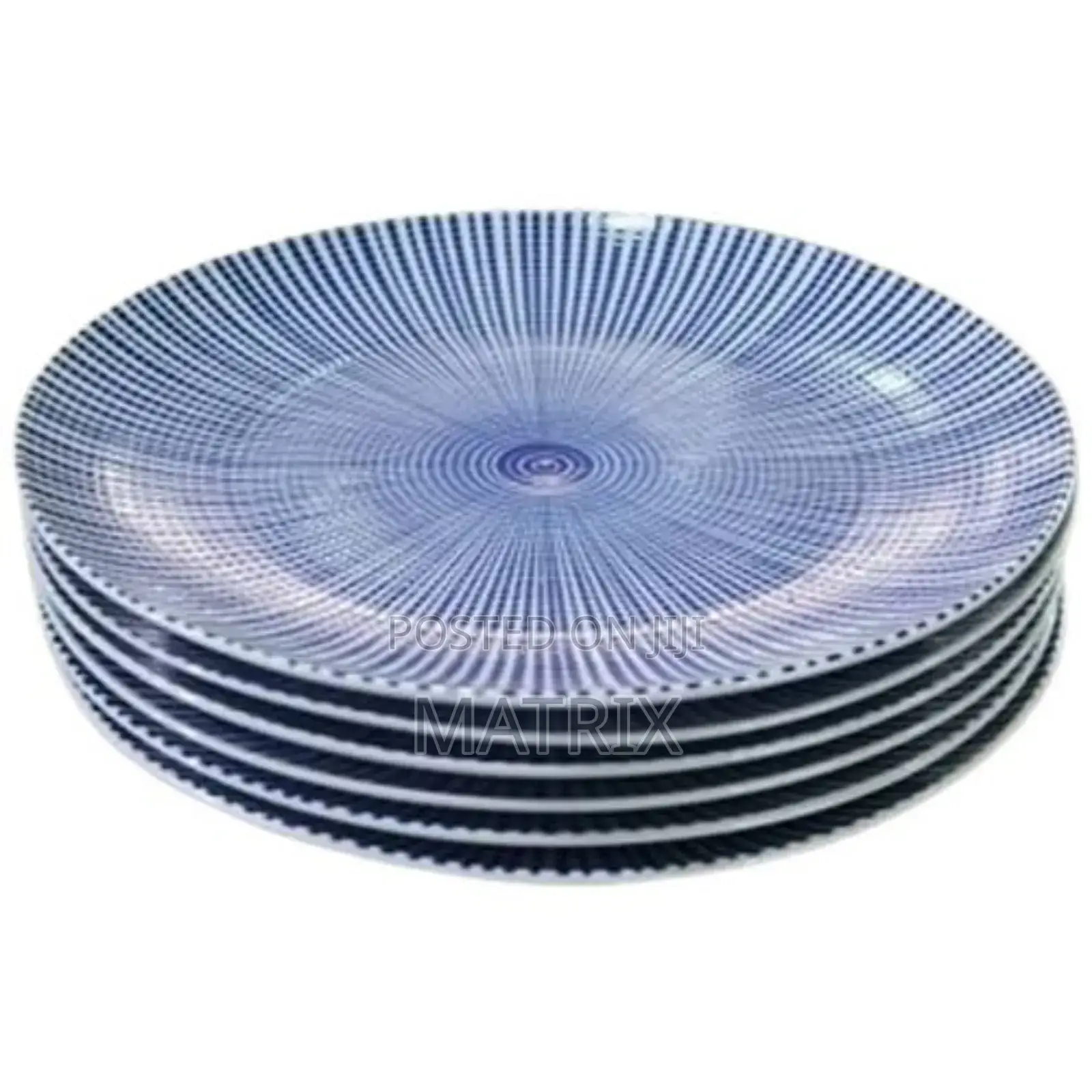 6 Pieces Set of Colorful Ceramic Dinner Plates/White and Blue