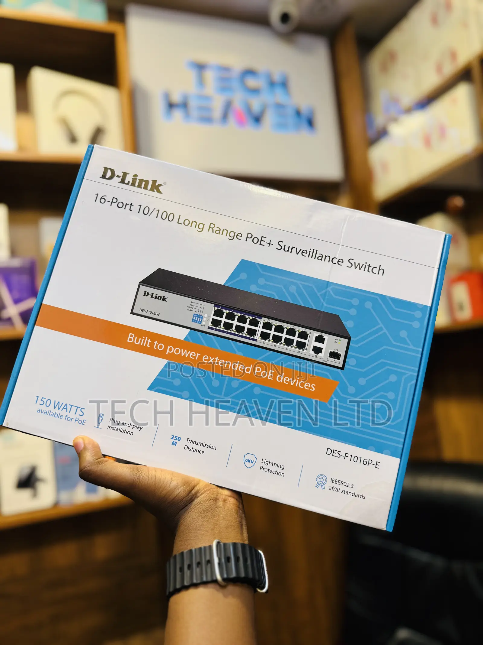 16-Port 10/100 Long Range Poe+ Surveillance Switch