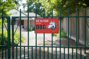 Beware of the Dog Red and White Vinyl Emergency Sign 20cm X 30cm