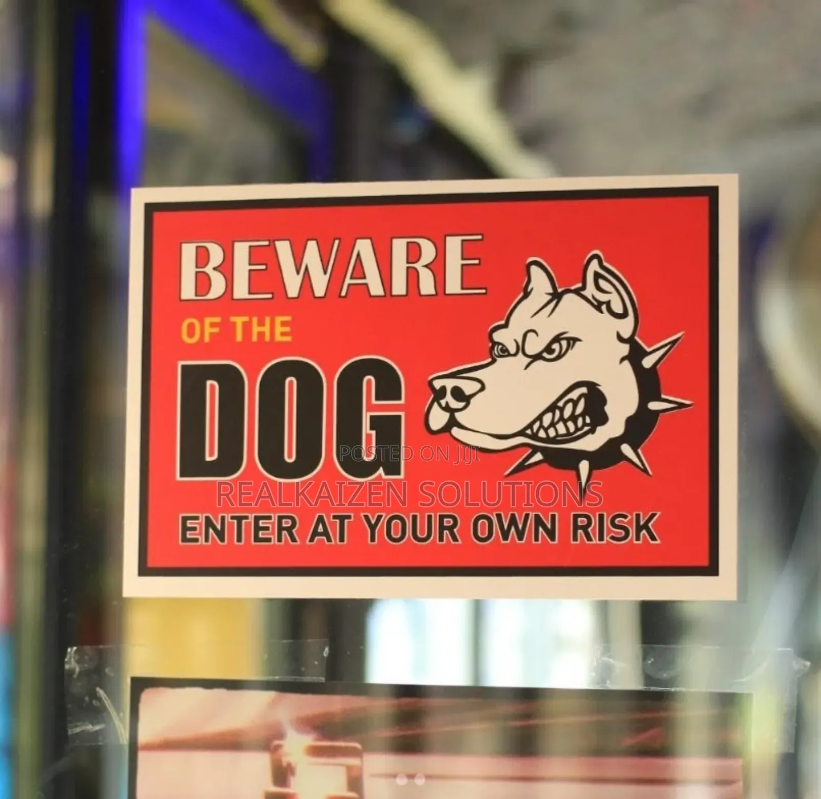 Beware of the Dog Red and White Vinyl Emergency Sign 20cm X 30cm