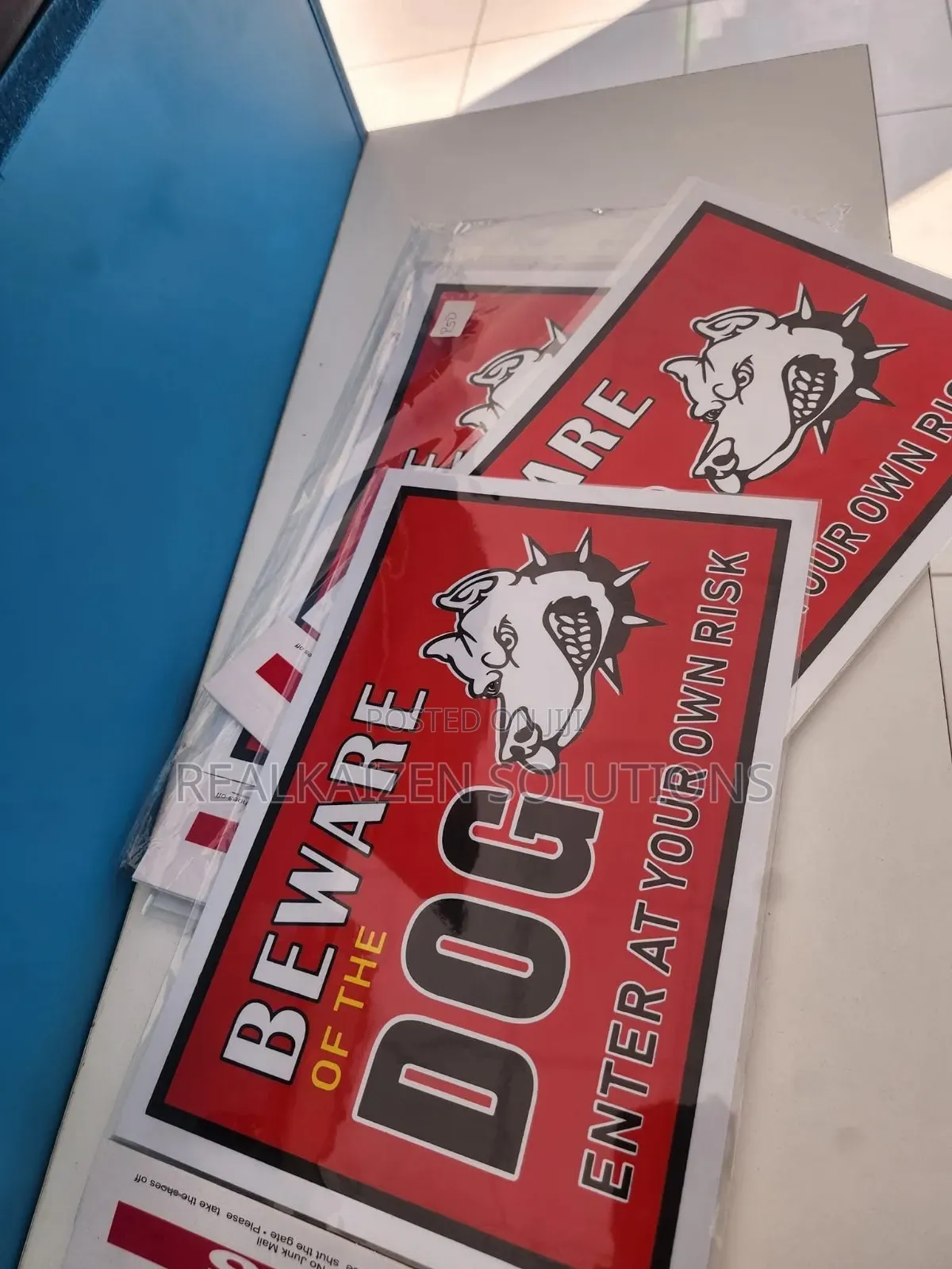 Beware of the Dog Red and White Vinyl Emergency Sign 20cm X 30cm