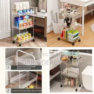 1pc Acrylic Clear 3 Tier Utility Cart, Rolling Cosmetics Laundry