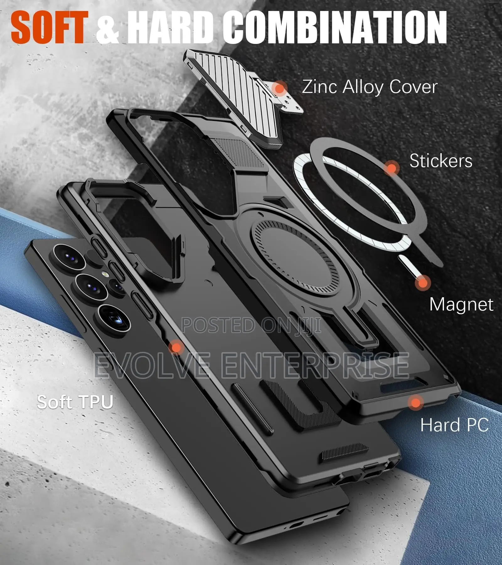Samsung Galaxy S25 Ultra Case Magnetic With Camera Cover Stand