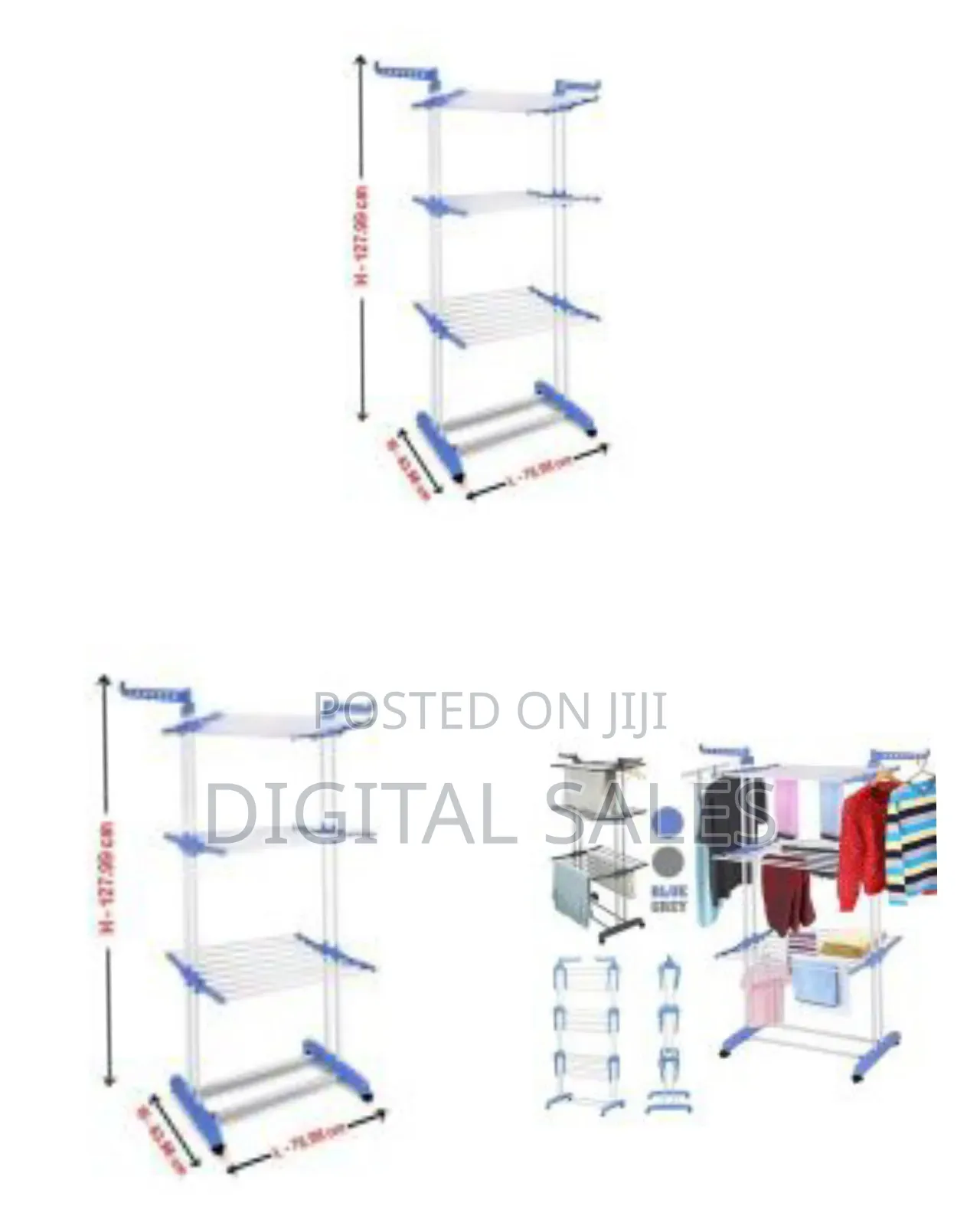 Foldable 3 Layer Clothes Hanger Dryer Stand Rack Indoor Outdoor Laundr