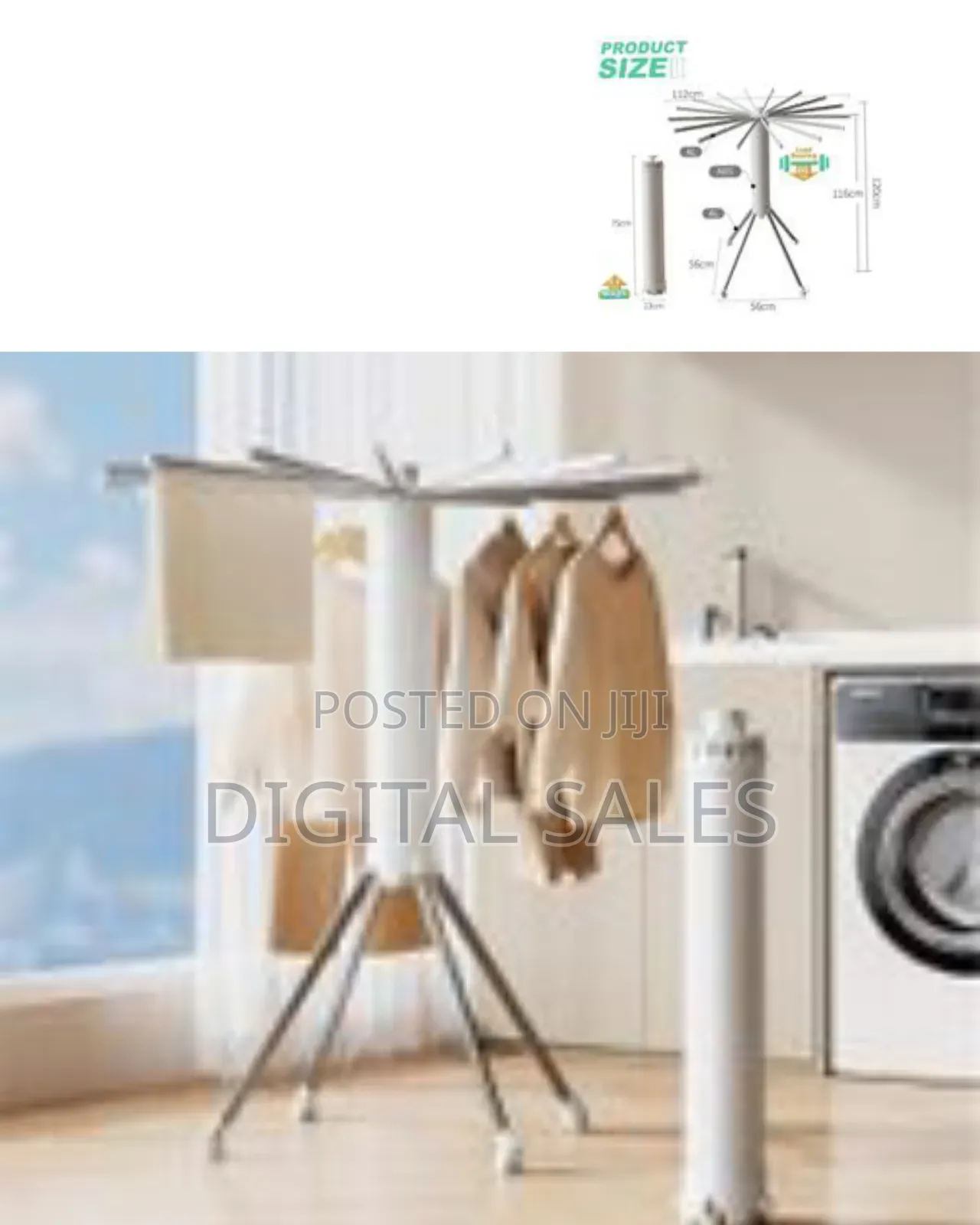 Cylinder Collapsible Umbrella Tripod Clothes Drying Rack Floor