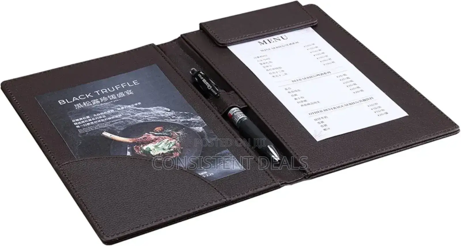 Leather Menu Folder Presenter Guest Check Book Holder