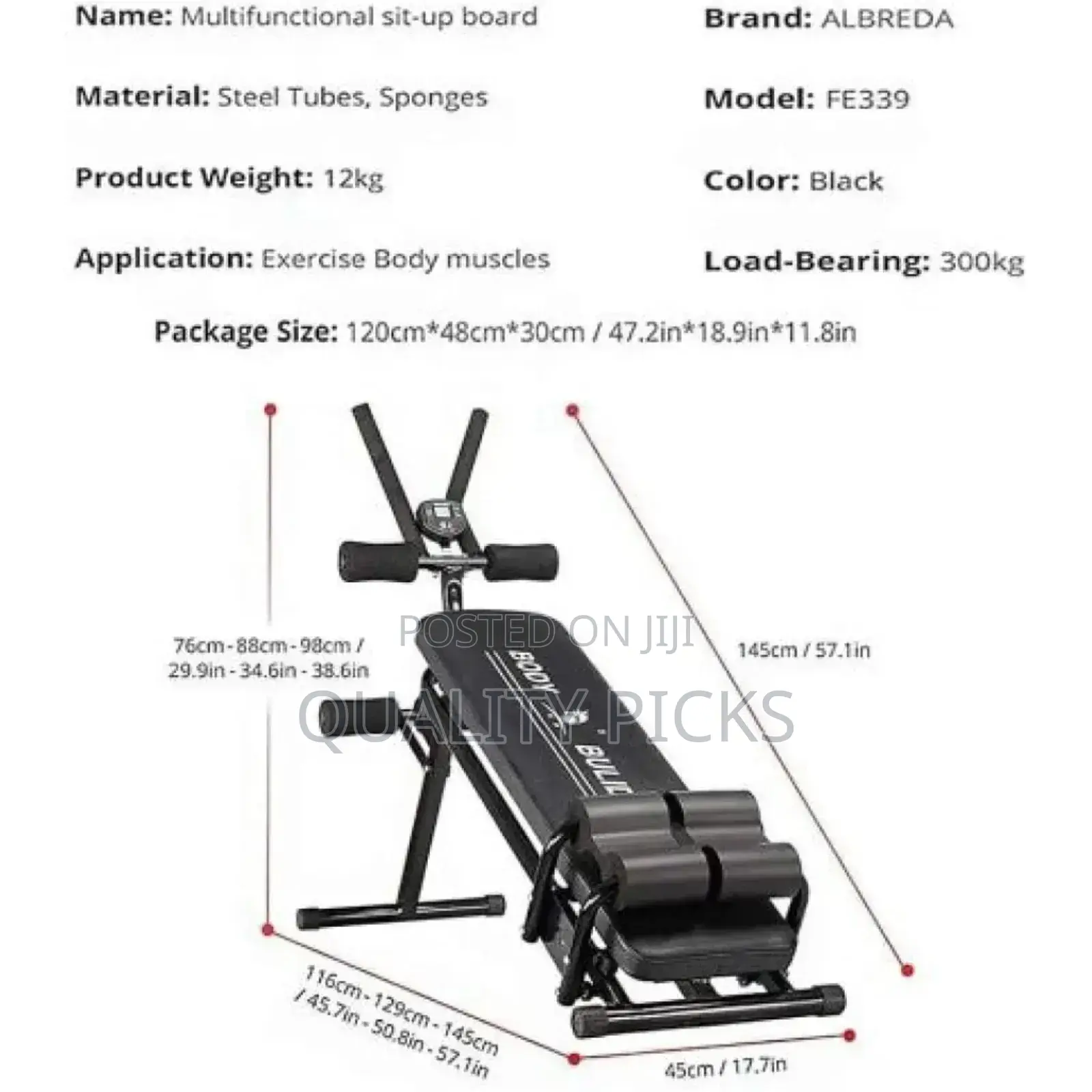 Foldable Sit Up Bench Fitness Training Excercise Bench.