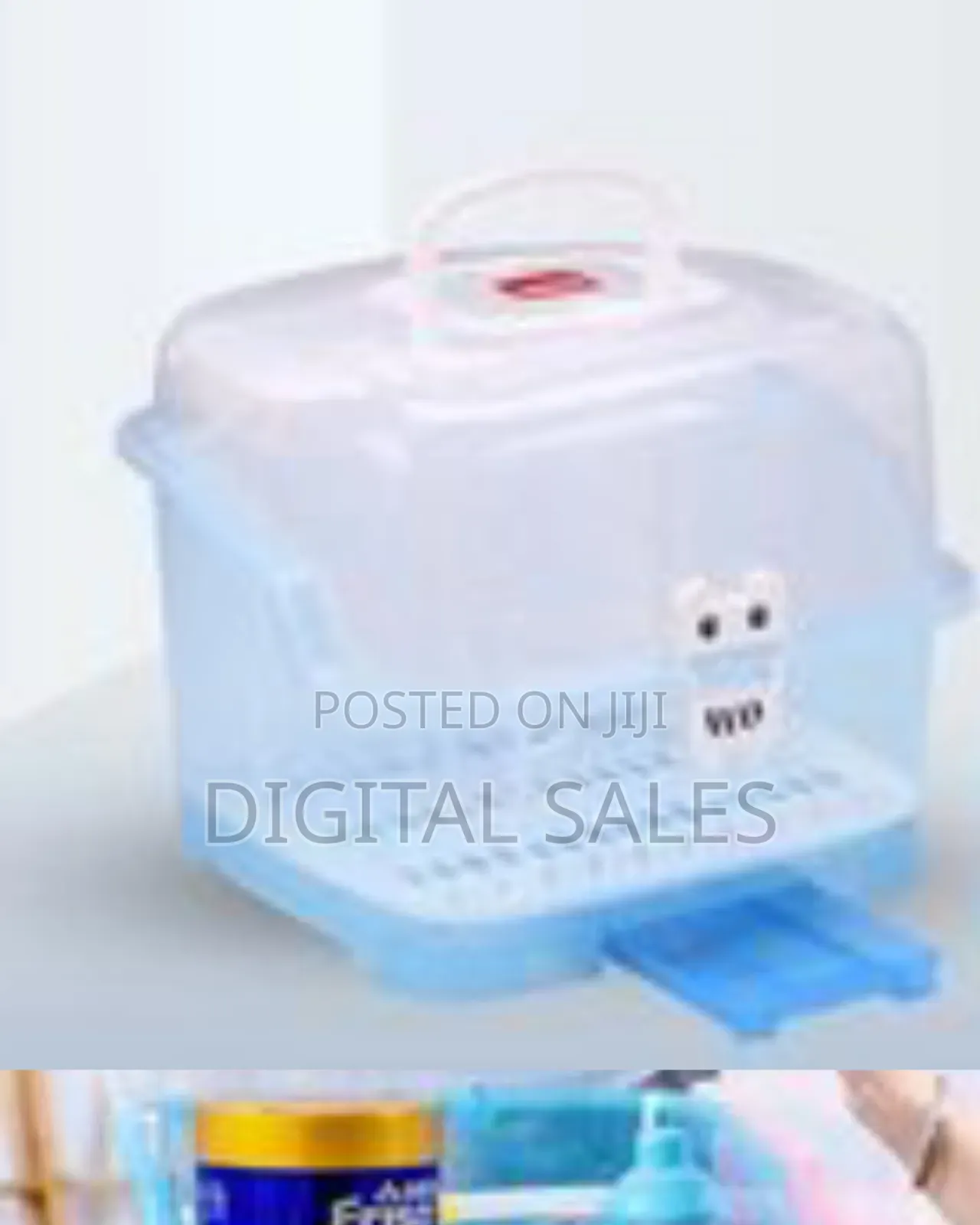 Portable Baby Bottle Drying Rack Torage Box With Anti-dust Cover, Blue