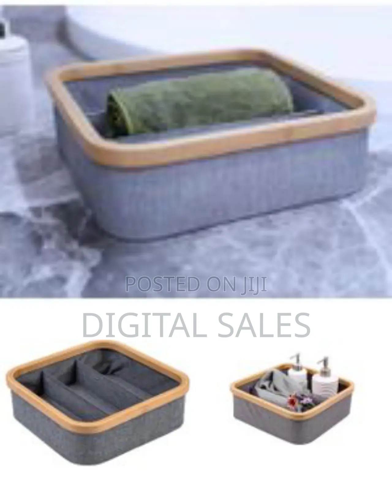 Bamboo Rim Canvas Fabric Storage Box Wardrobe Organiser Drawer