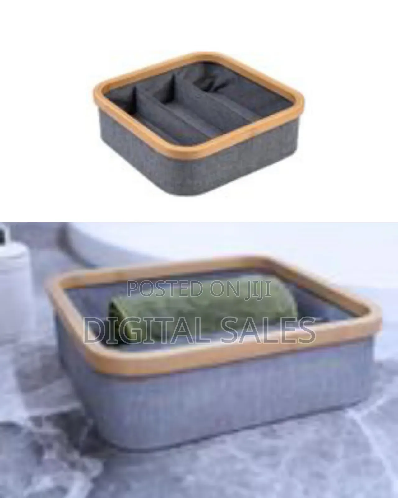 Bamboo Rim Canvas Fabric Storage Box Wardrobe Organiser Drawer