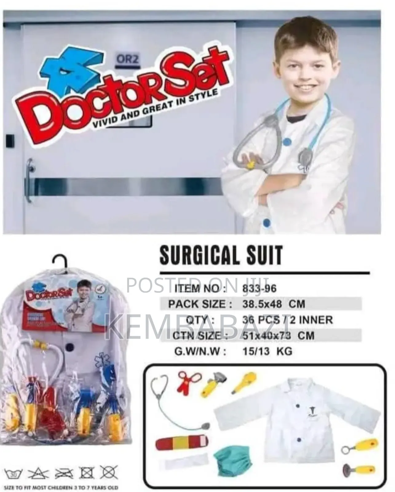 36pieces Kid's Doctor's Surgical Suit Costume Set