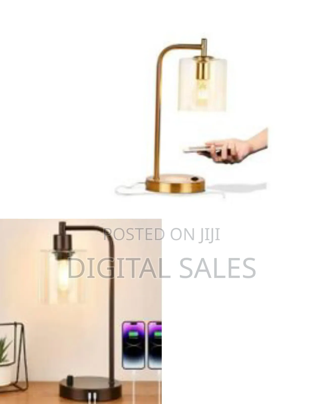 3-way Dimmable Industrial Table Lamp With 2 Usb Ports And Outlets