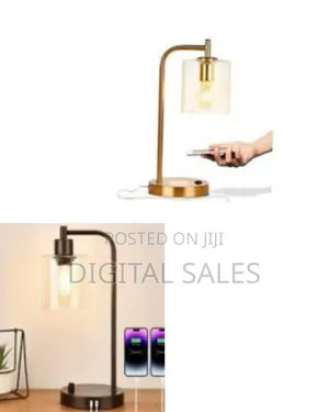 3-way Dimmable Industrial Table Lamp With 2 Usb Ports And Outlets