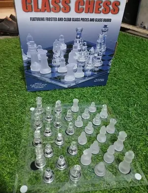 Frosted Chess Pawns And Glass Board/ Glass Chess