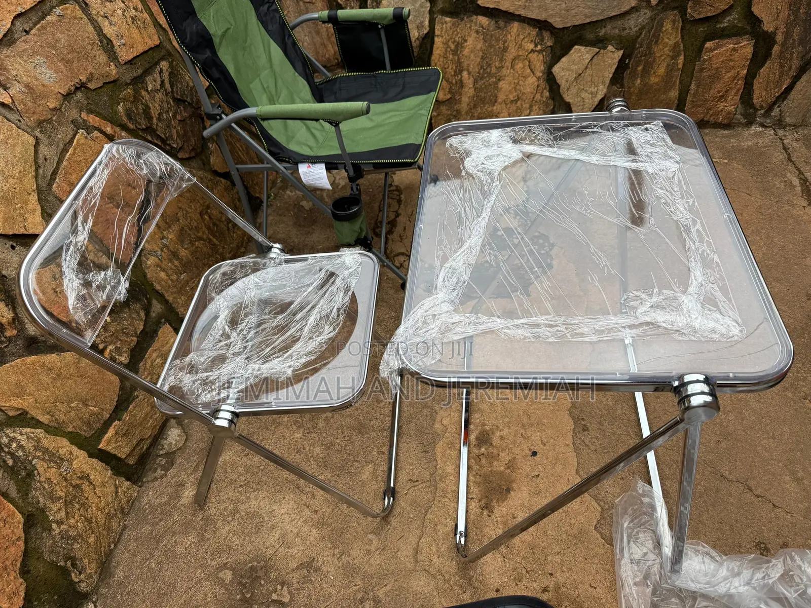 Acrylic Foldable Glass and Chair Set
