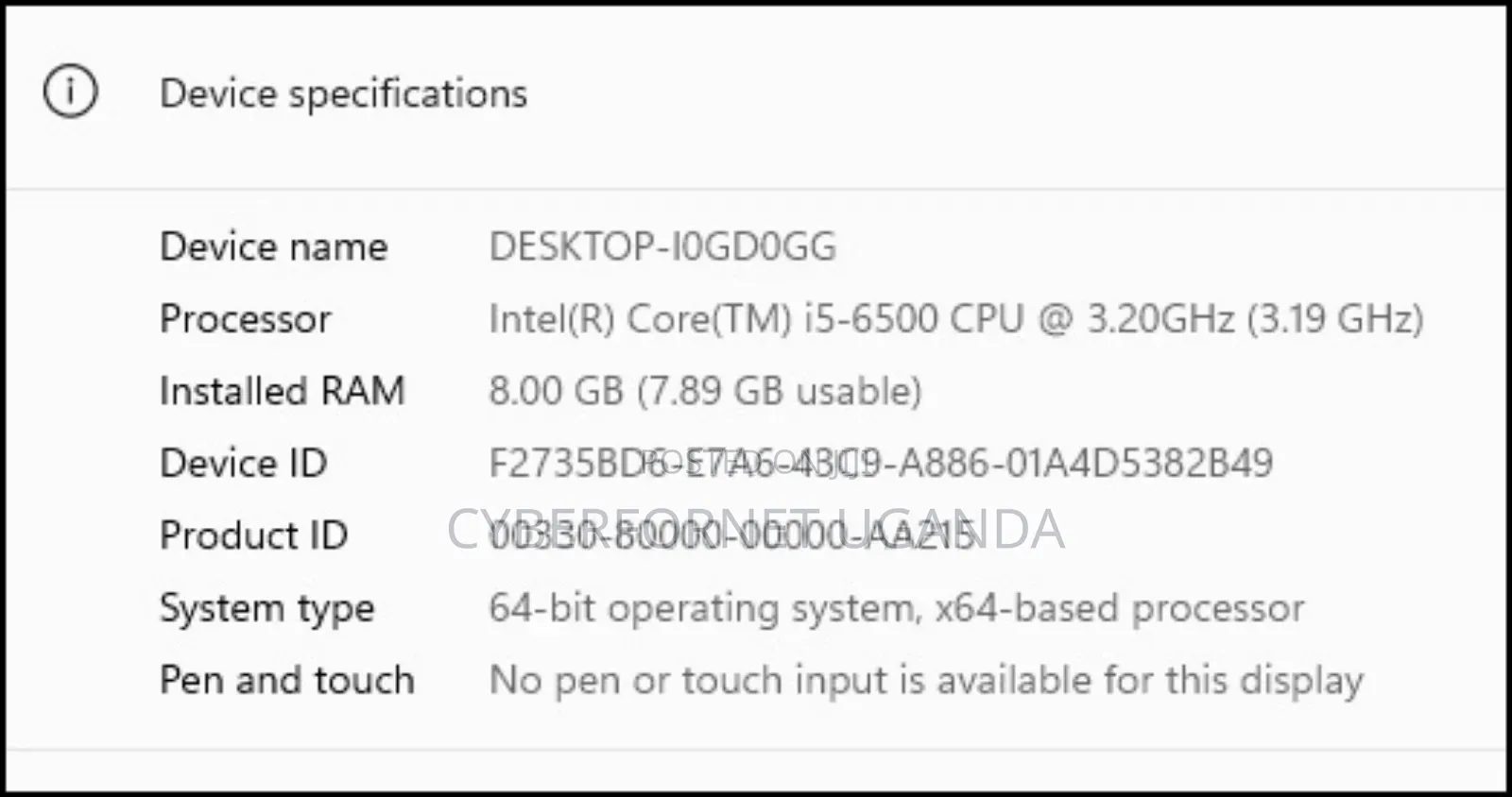 Desktop Computer Lenovo 8GB Intel Core I5 SSD 256GB